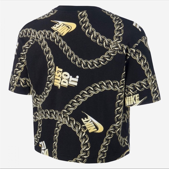 Nike Tee Glam Dunk Gold Chain Print Crop Top | small - Picture 4 of 13